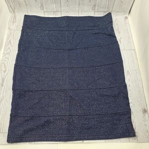 Forever 21 shimmering navy tiered pencil mini skirt medium